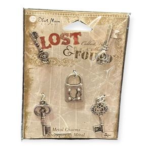 Blue Moon Beads Lost & Found 1‎ Metal Lock 4 Keys NEW - 5 Pc Charm Set